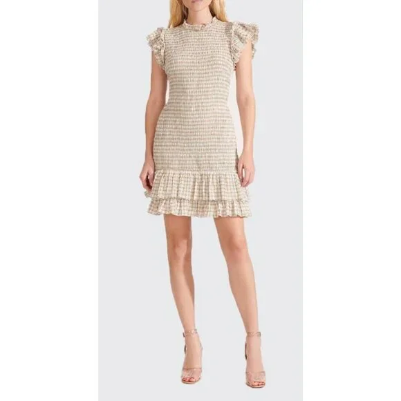 NWT Veronica Beard Cici Smocked Gingham Dress